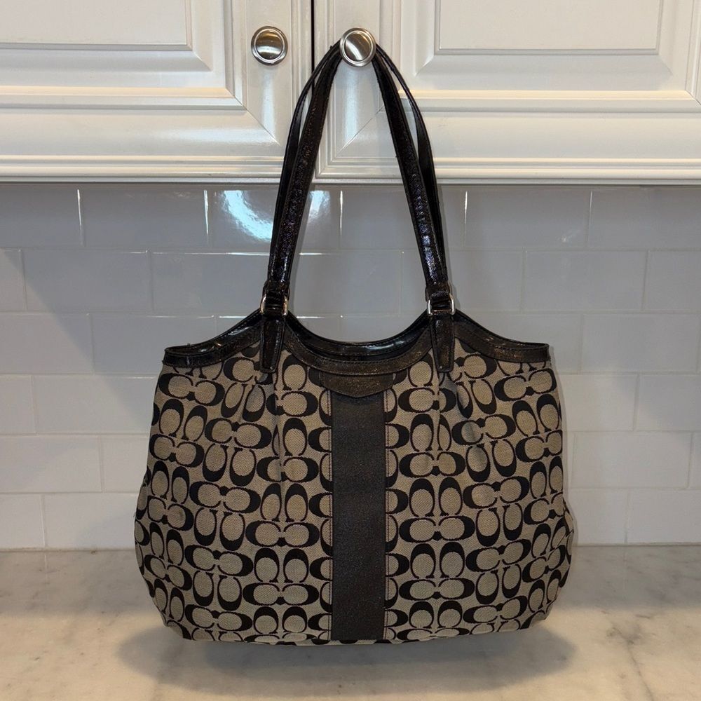 Coach Bag Purse Handbag Y2K Vintage Devin Jacquard Signature Logo Shoulder Tote